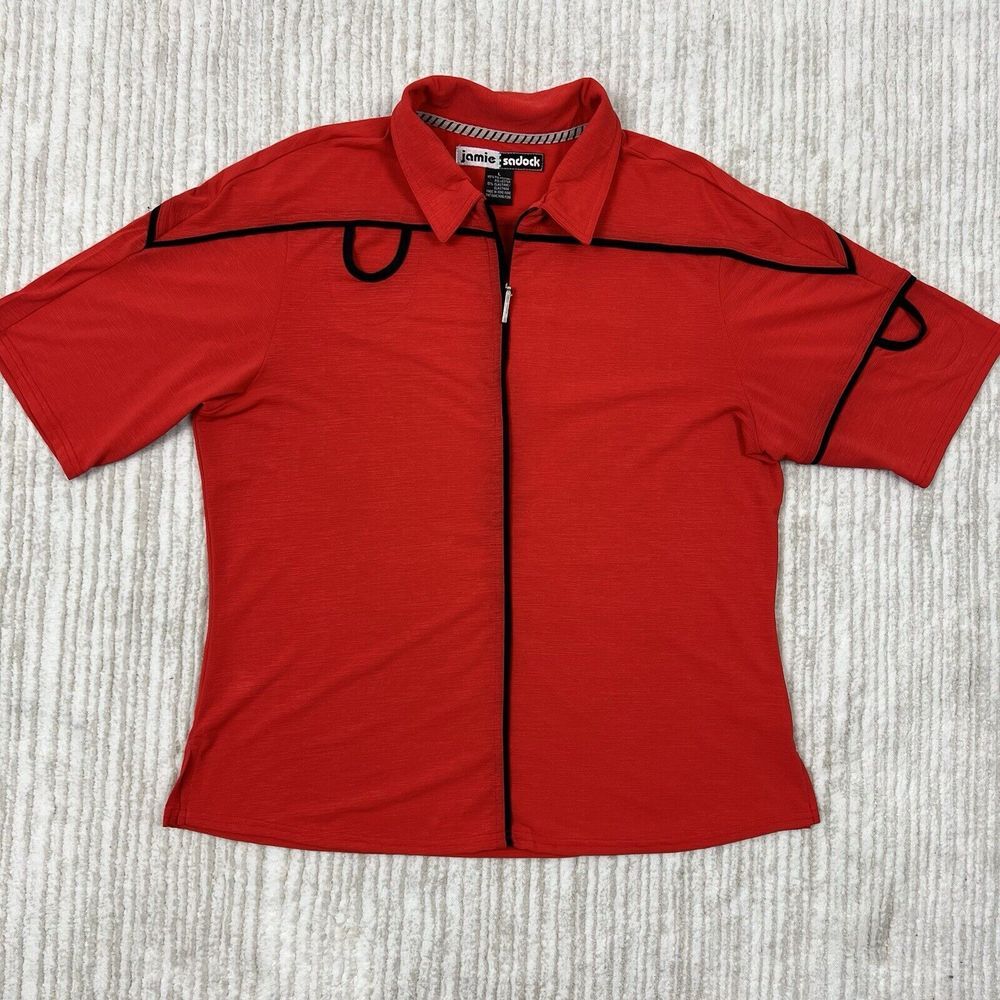 Jamie Sadock Women 1/4 Zip Pullover Golf Performance Top Shirt Red Stretch Large